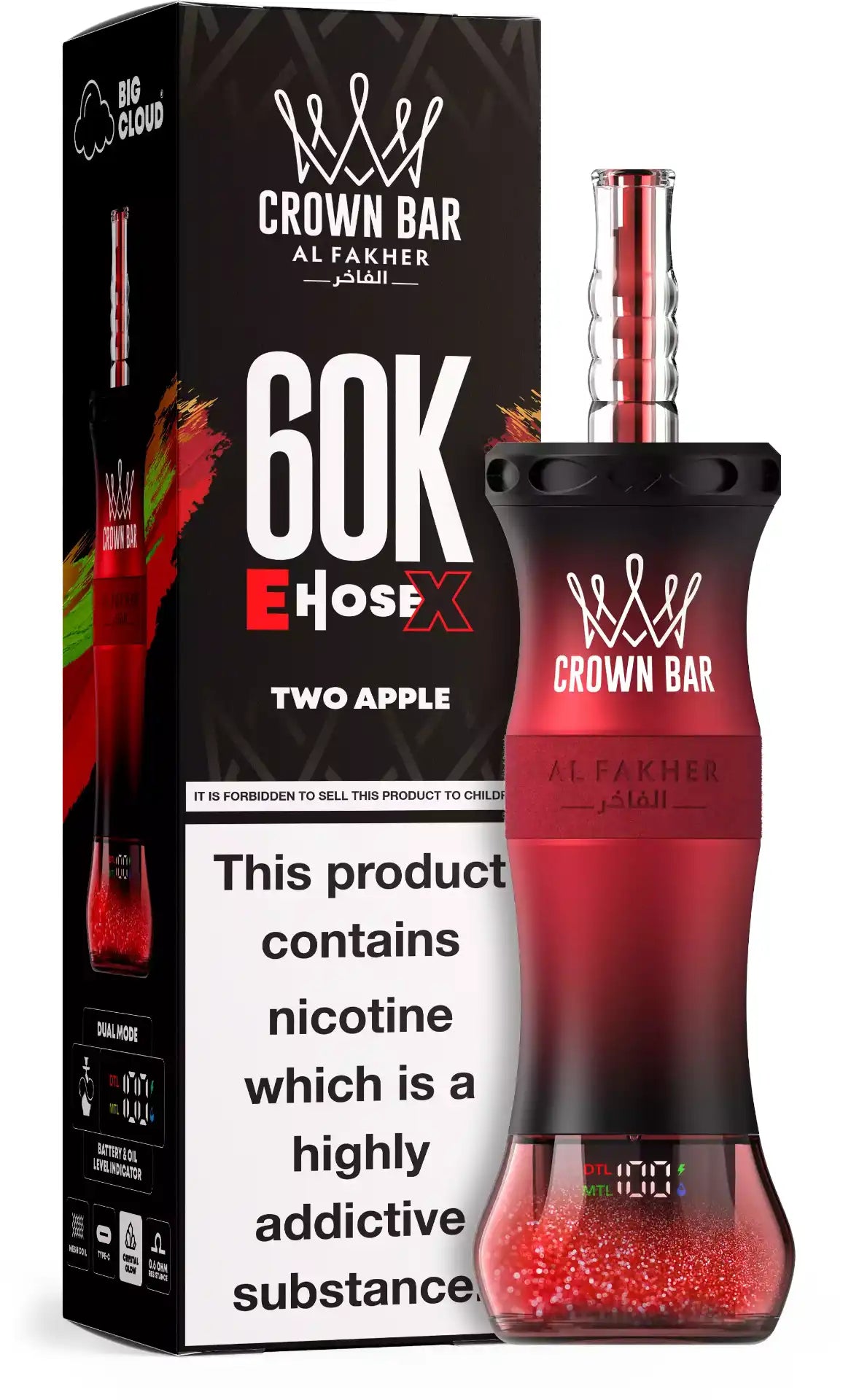 AL FAKHER CROWN BAR CLOUD X 60K PUFFS - TWO APPLE