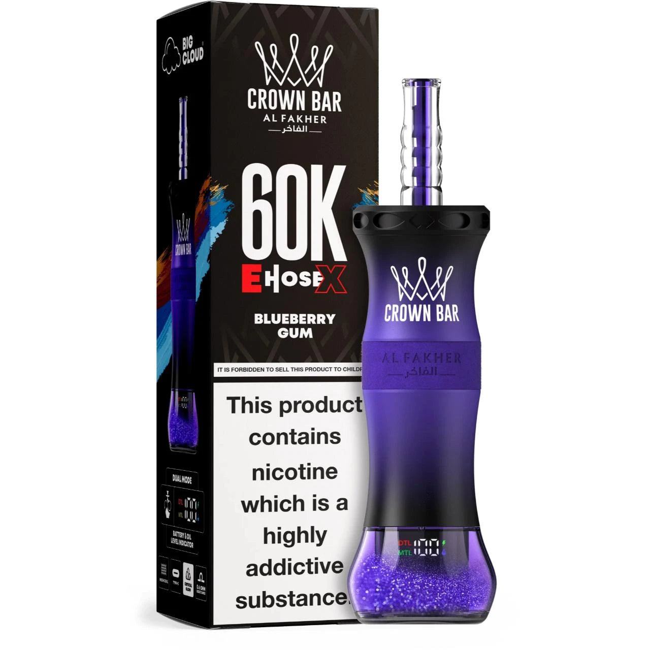 AL FAKHER CROWN BAR E HOSE X 60K PUFFS - Blueberry Gum