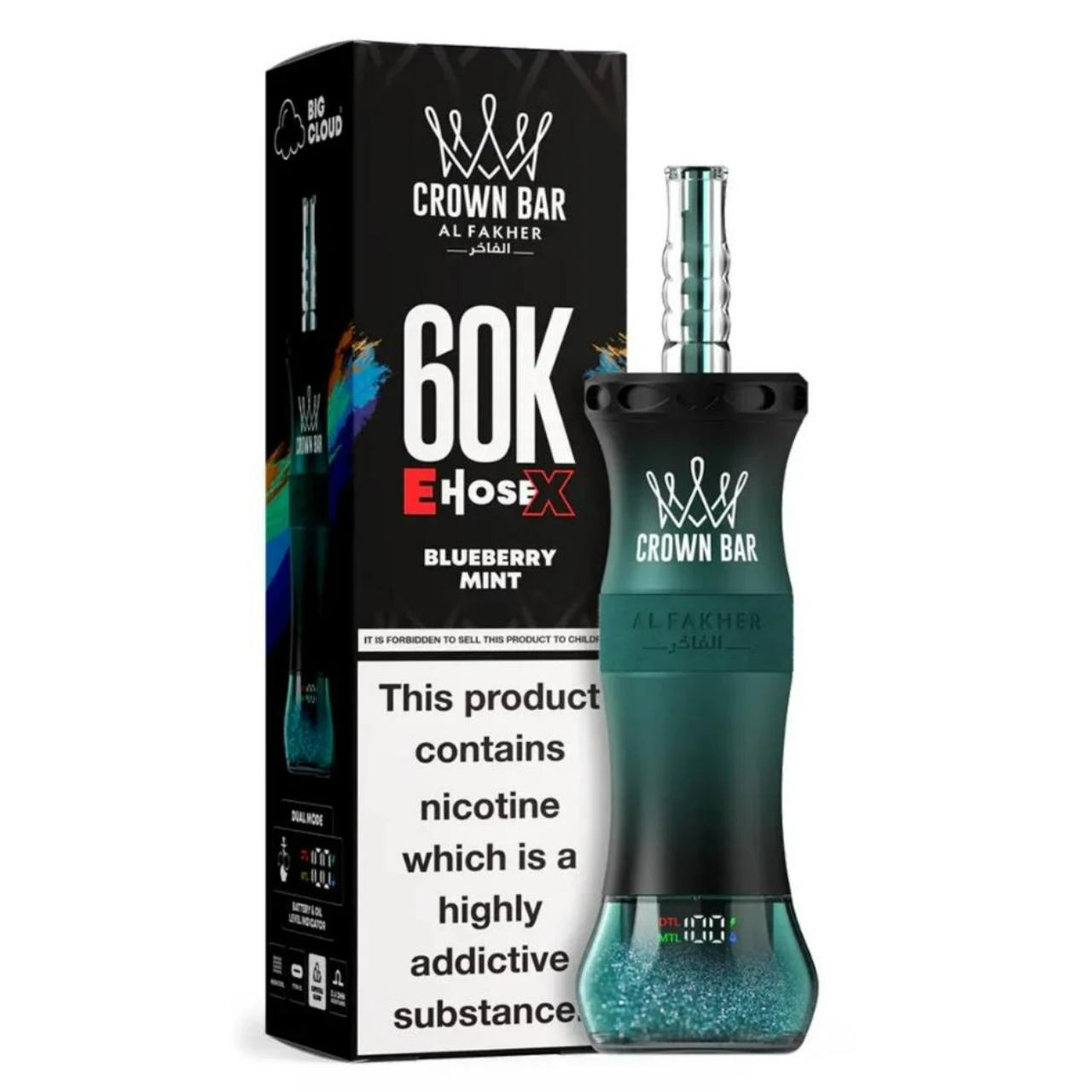 AL FAKHER CROWN BAR E HOSE X 60K PUFFS - Blueberry Mint