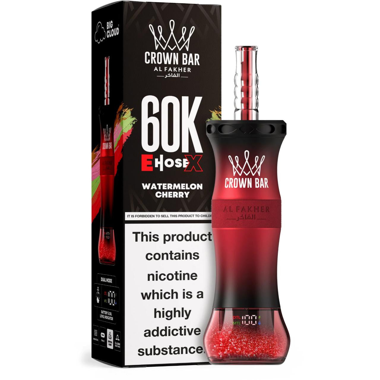 AL FAKHER CROWN BAR E HOSE X 60K PUFFS - WATERMELON CHERRY