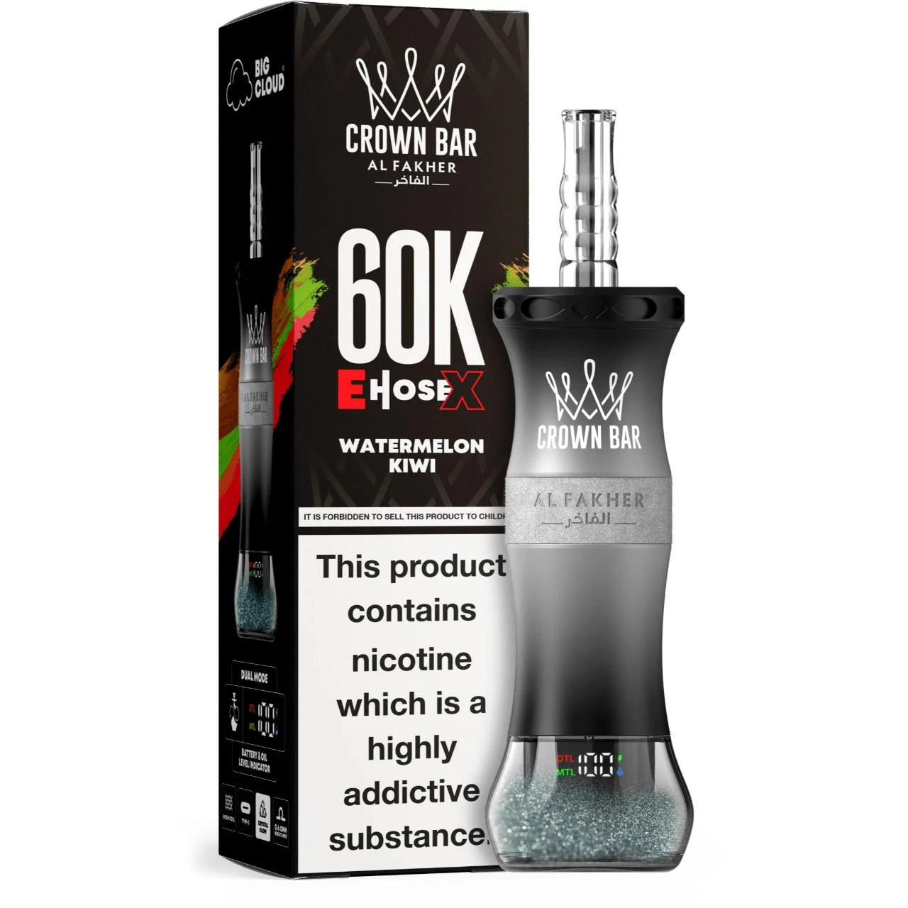 AL FAKHER CROWN BAR E HOSE X 60K PUFFS - Watermelon Kiwi