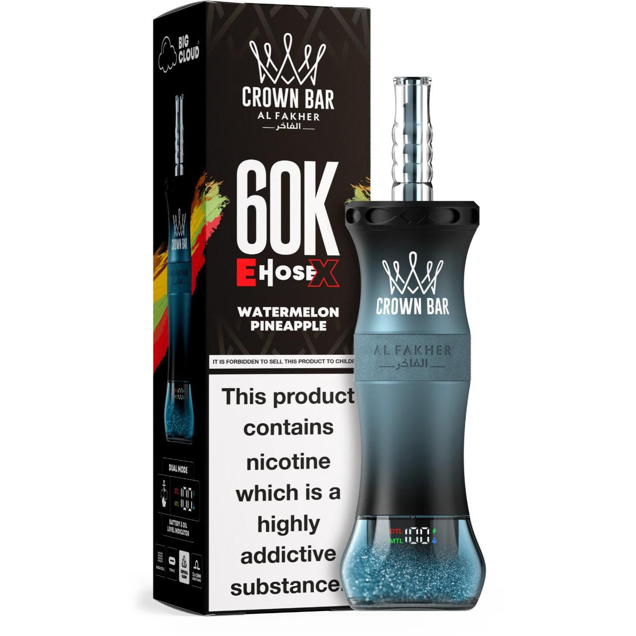 AL FAKHER CROWN BAR E HOSE X 60K PUFFS - WATERMELON PINEAPPLE