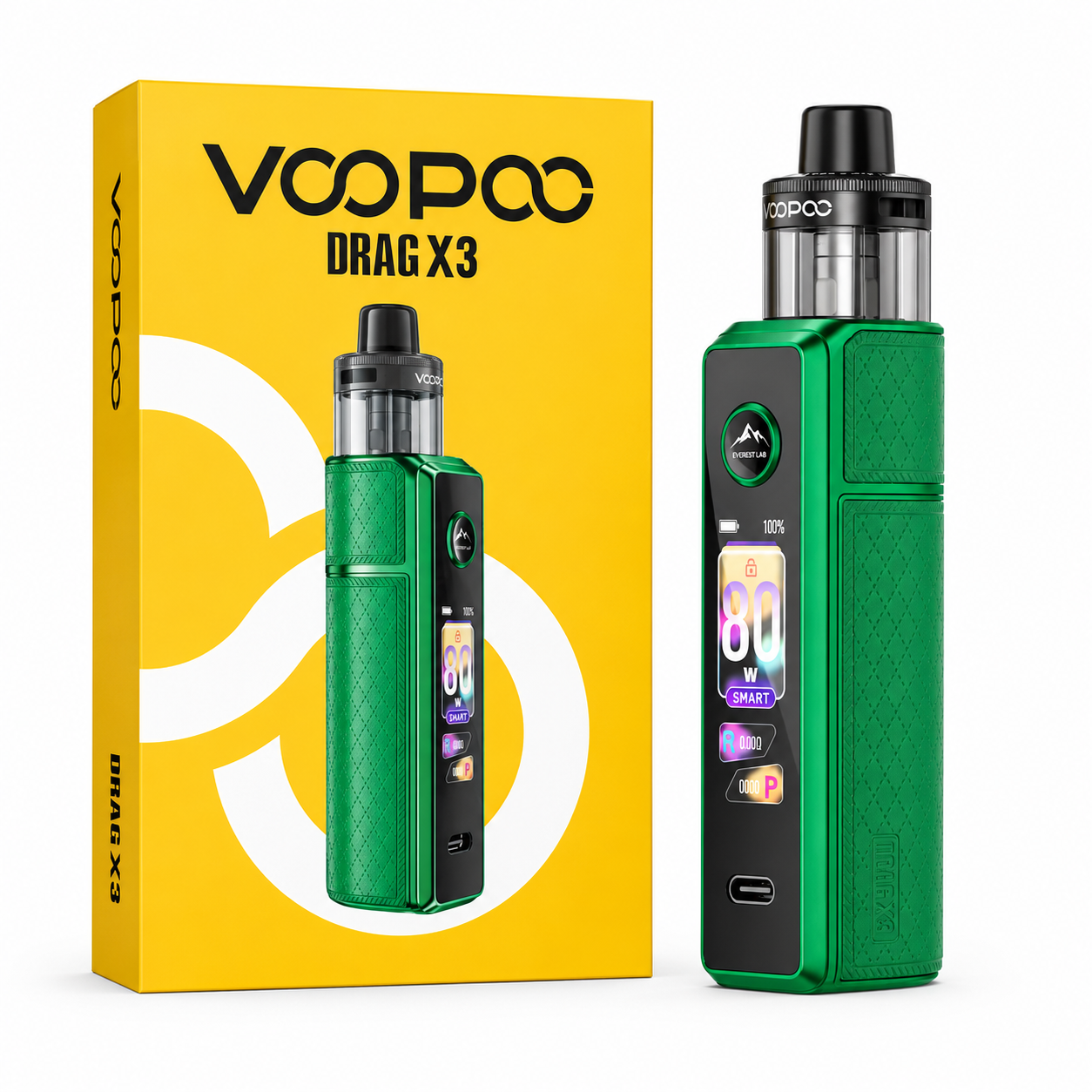 VOOPOO DRAG X3 pod mod system from the VOOPOO DRAG SERIES with sleek design and adjustable airflow.