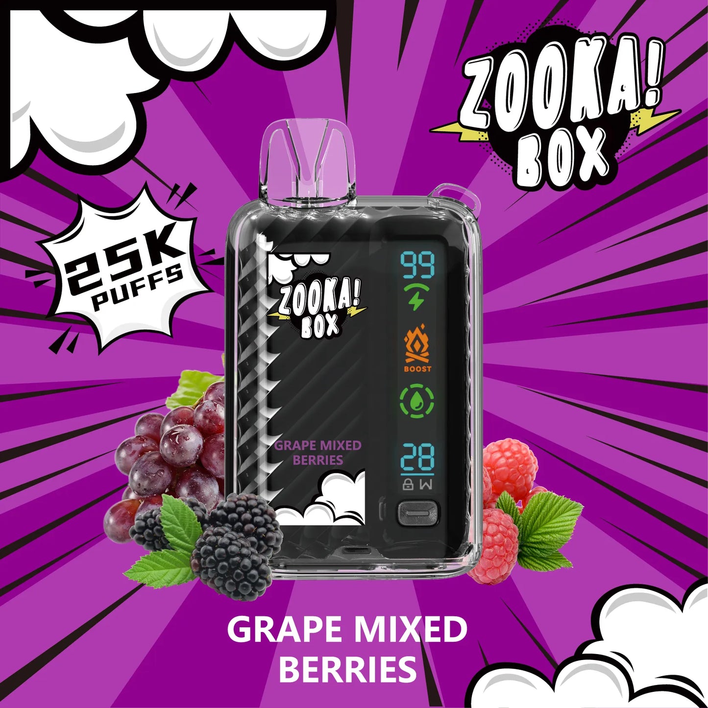 BAZOOKA Zooka Box 25K Puffs - Grape Mixed Berries