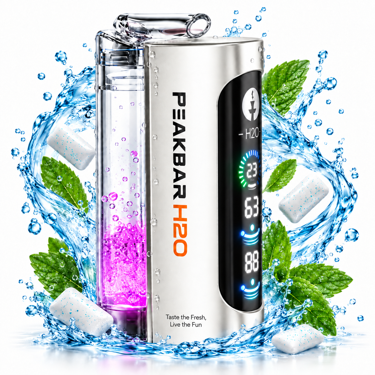 PEAKBAR H2O ميني شيشة 40 ألف سحبة DTL - لبان نعناع