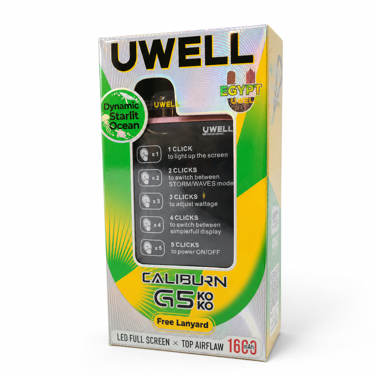UWELL CALIBURN G5 KOKO pod system with free lanyard, compact vape device from the UWELL CALIBURN series.