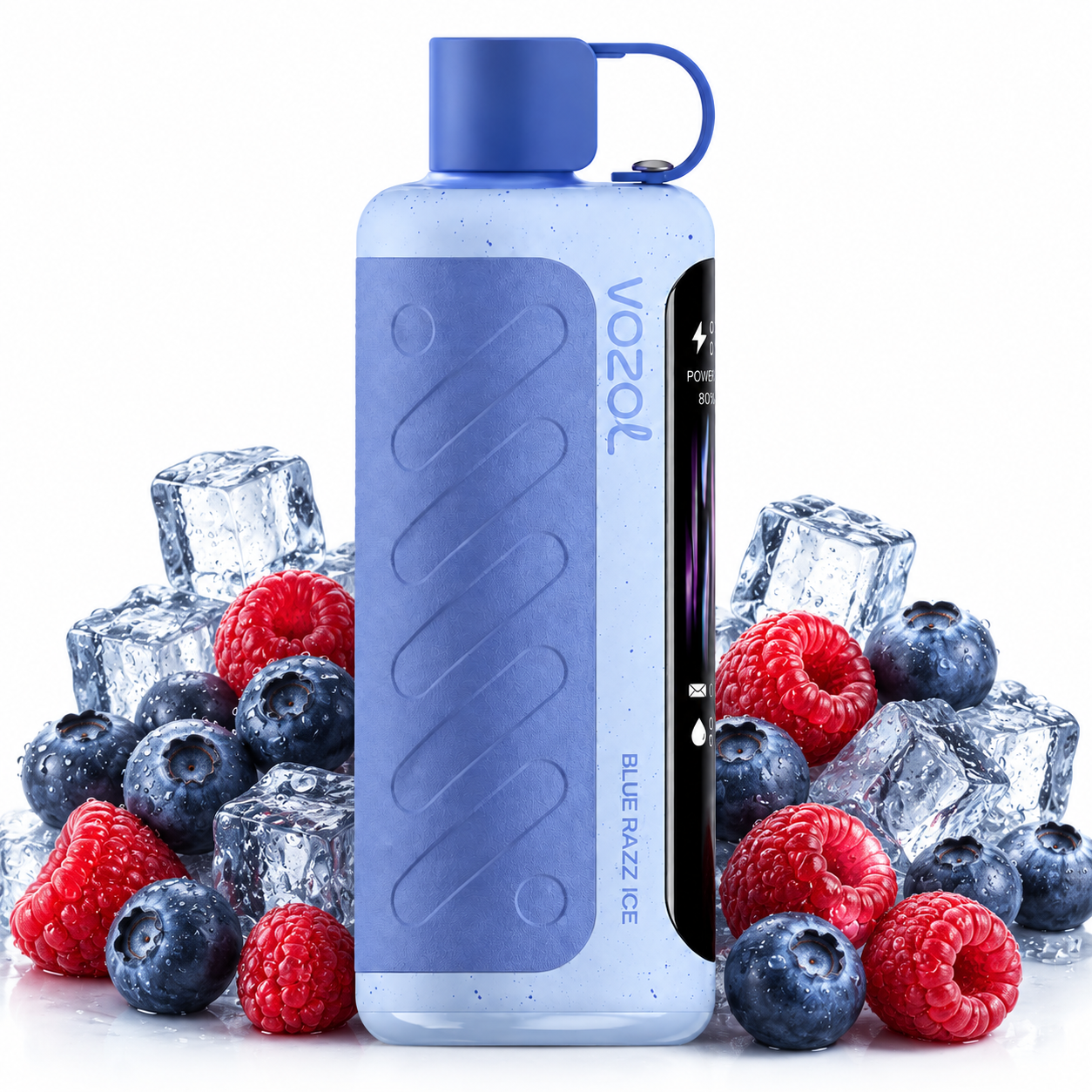 VOZOL GEAR HOOKAH disposable vape with blue razz ice flavor, featuring vibrant blue packaging and sleek design for 40,000 puffs.