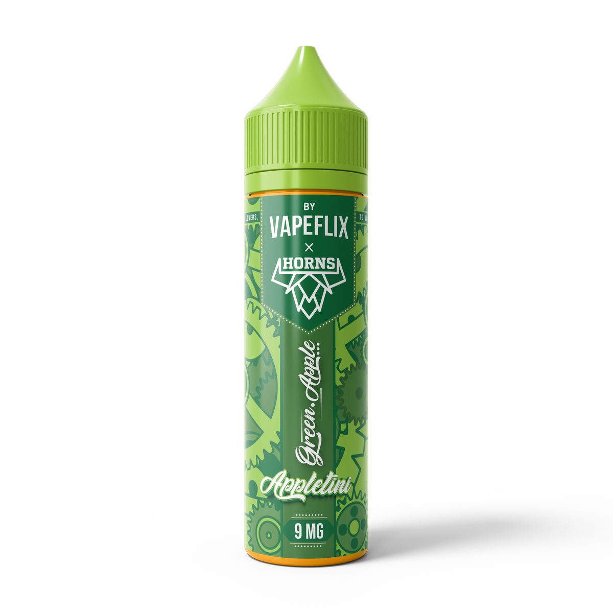 HORNS Appletini Green Apple E-Liquid bundle pack, 60ml bottle with vibrant green apple flavor and 9mg nicotine strength.