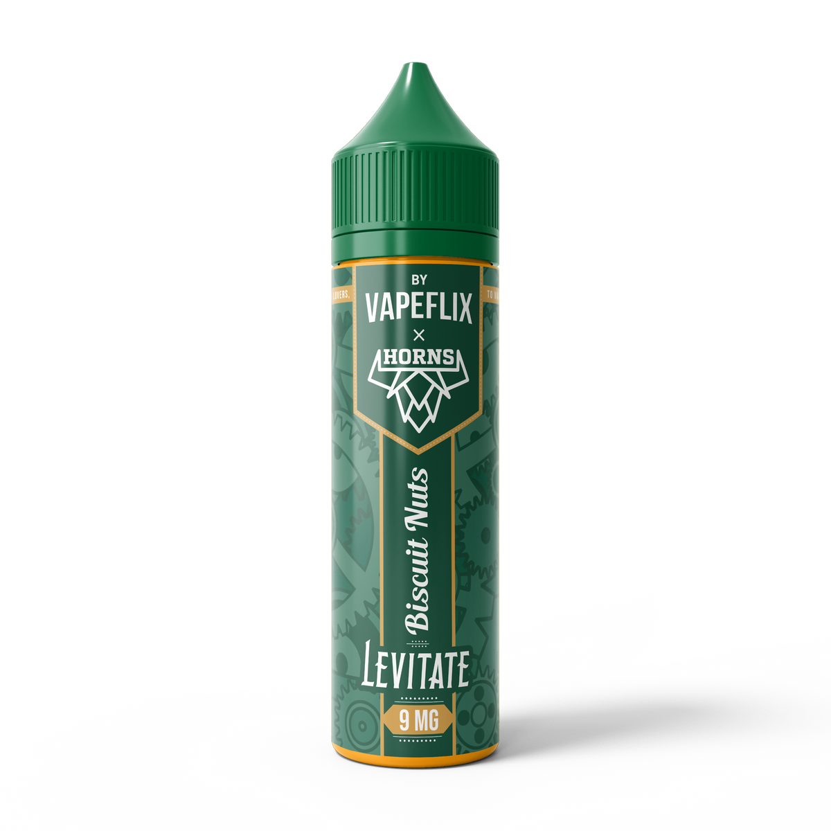HORNS Levitate Biscuit Nuts e-liquid bottle, 60ml bundle pack, with biscuit and nut flavor, for vaping.