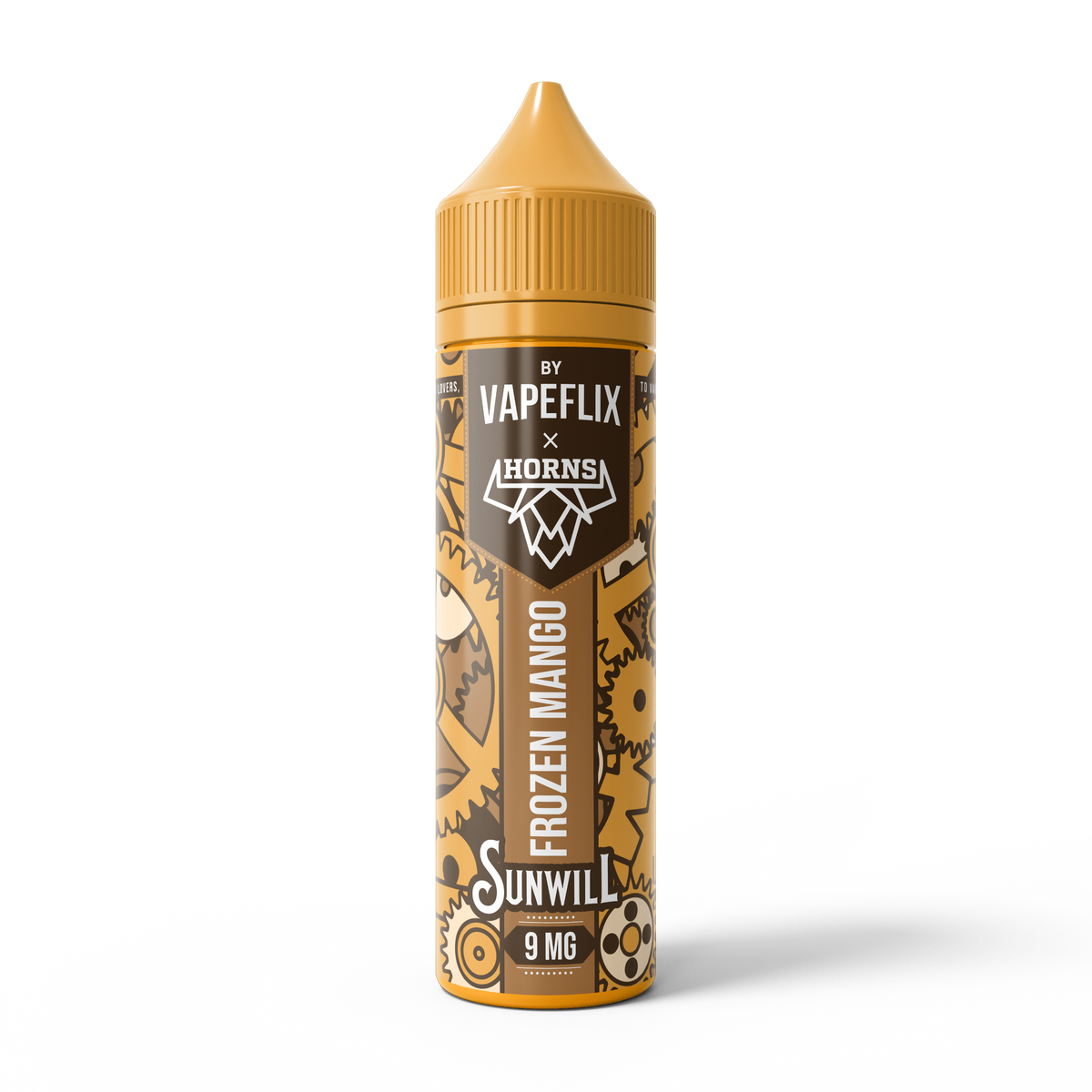 HORNS SunWill Frozen Mango e-liquid bundle pack, 60ml bottle, 9mg nicotine, tropical mango flavor, vape juice.