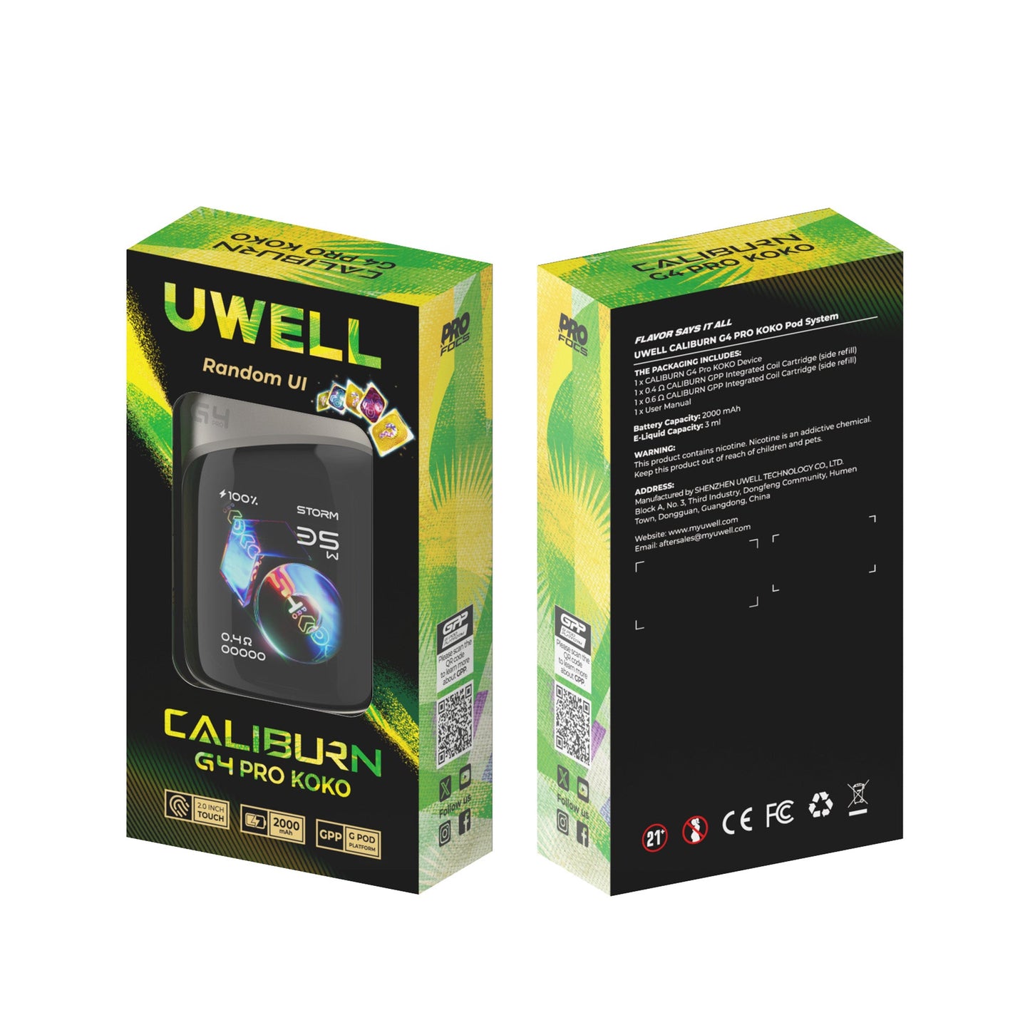 UWELL CALIBURN G4 PRO KOKO pod system in desert gold from the UWELL CALIBURN series, featuring sleek design and compact form.