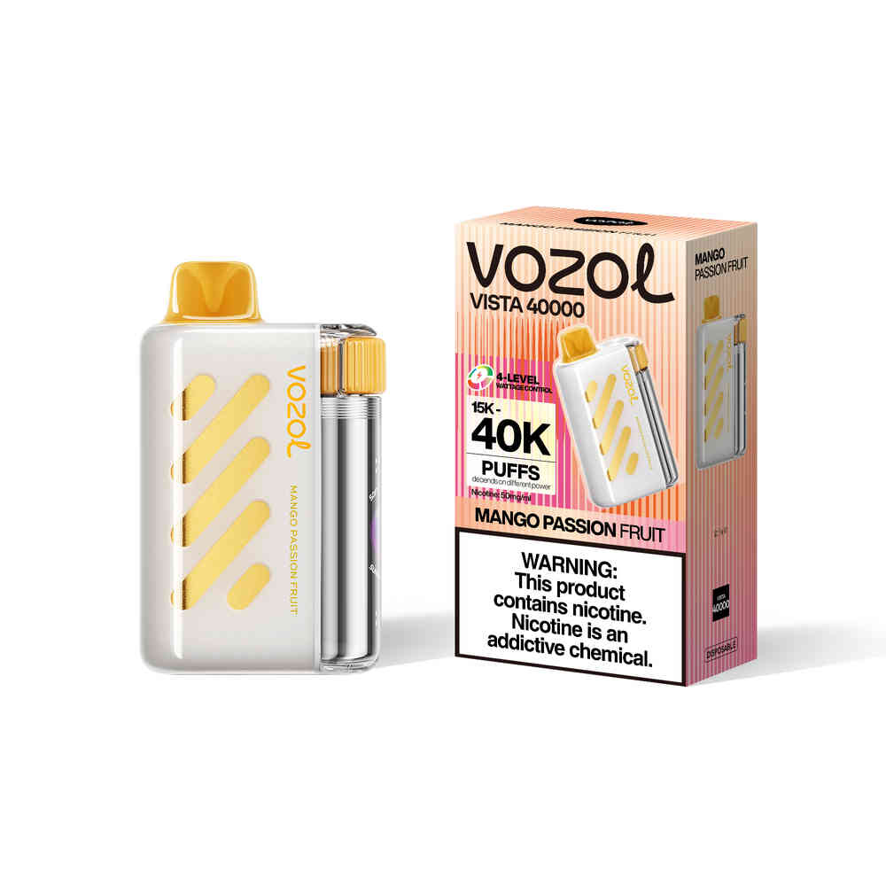 VOZOL Vista 40K Puff Mango Passion Fruit disposable vape from VOZOL VISTA SERIES, featuring vibrant mango and passion fruit flavor.