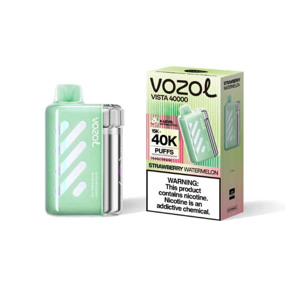 VOZOL Vista 40K Puff Strawberry Watermelon disposable vape from VOZOL VISTA SERIES with salt nicotine, showing the colorful device.