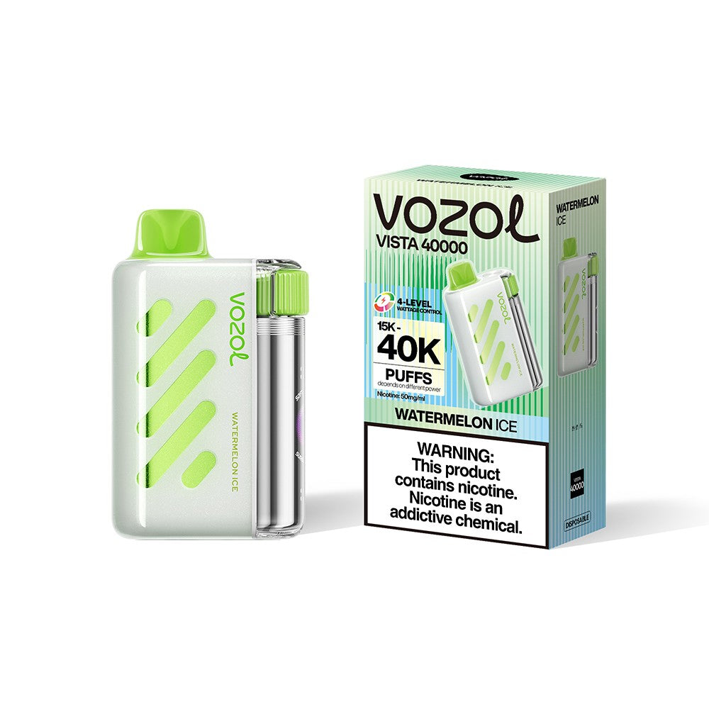 VOZOL Vista 40K Puffs Watermelon Ice disposable vape from VOZOL VISTA SERIES with colorful packaging and flavor details