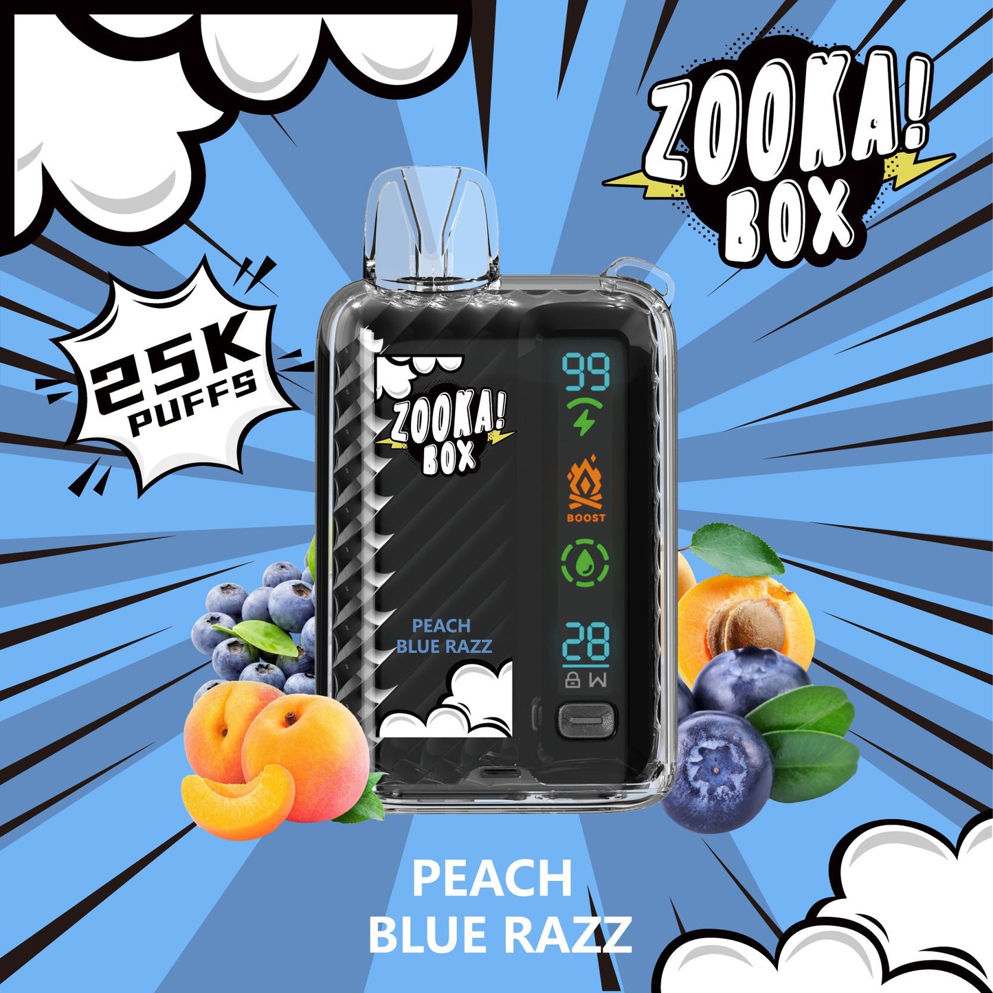 BAZOOKA Zooka Box 25K Puffs - Peach Blue Razz