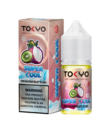 TOKYO E-JUICE Super Cool Dragon Fruit Kiwi 30ml salt e-liquid bottle with colorful label and dropper cap.