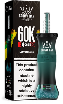 Al Fakher Crown Bar E Hose disposable vape with lemon lime flavor, showing the sleek device and packaging.