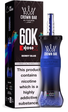 Disposable AL FAKHER CROWN BAR E HOSE with Berry Blue flavor, showing the sleek design and vibrant packaging.