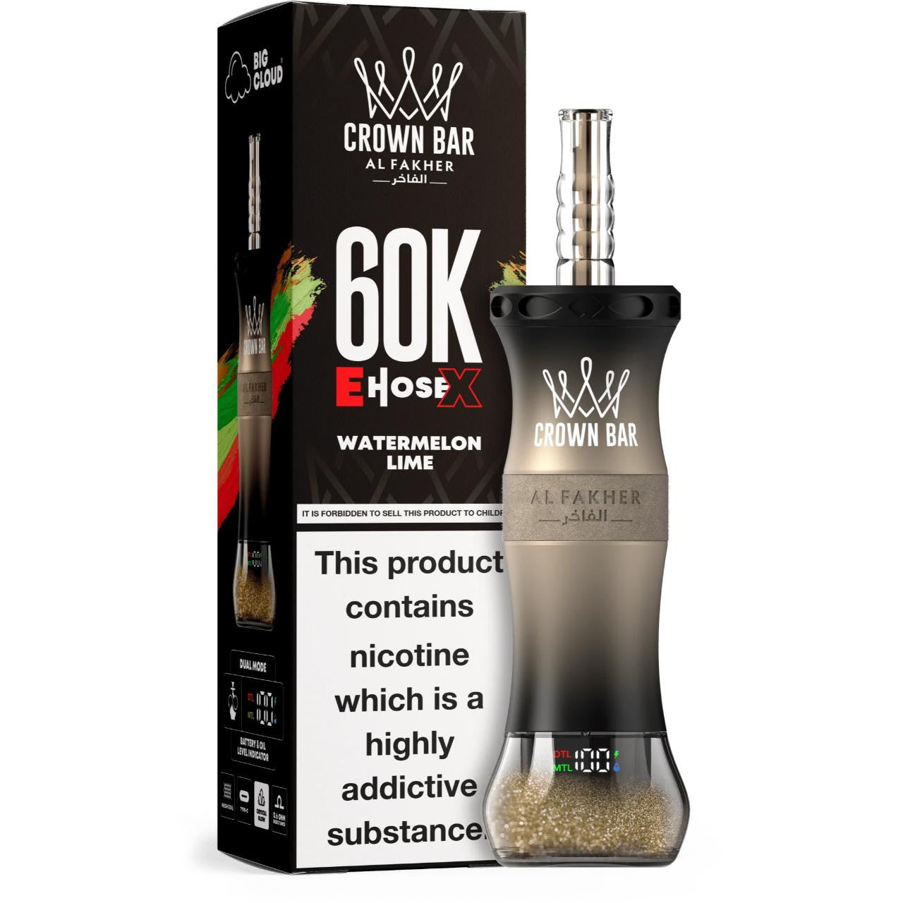AL FAKHER CROWN BAR E HOSE X 60K PUFFS - Watermelon Lime