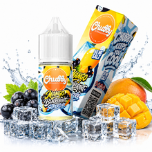 Chubby Mango Blackcurrant Super Cool Salt E-liquid 30ml bottle with blackcurrant and mango flavor, 50mg nicotine salt.