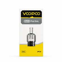 VOOPOO ITO POD cartridge with 3ml e-liquid capacity, designed for VOOPOO ITO POD system, featuring a sleek, refillable vape cartridge.