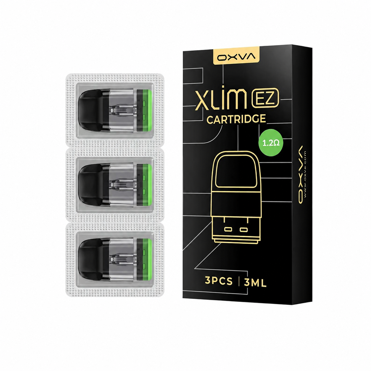 OXVA XLIM refillable cartridge with 3ml capacity, shown in a clear view, designed for use with OXVA XLIM vaping devices.