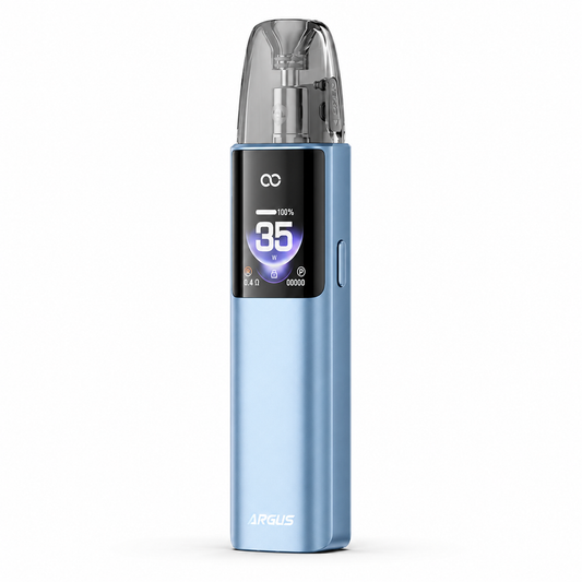 VOOPOO ARGUS G4 pod system vape device with sleek design and ergonomic grip, featuring a compact, portable style.
