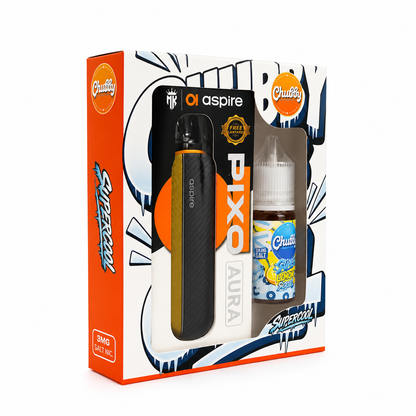 ASPIRE PIXO SERIES Piko Aura x Chubby pod system bundle kit with sleek design and compact size, ideal for vaping enthusiasts.