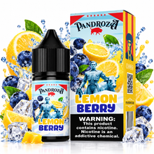 PANDROZA Lemon Berry Super Cool salt e-liquid bottle with colorful label, ideal for vaping, featuring citrus and berry flavor notes.