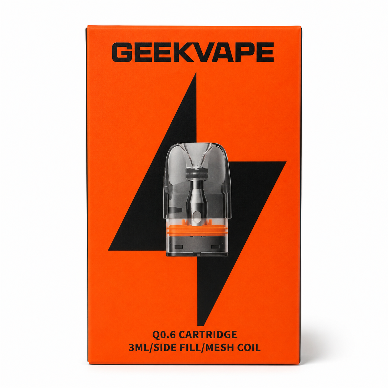 GEEKVAPE Q POD Cartridge with 0.6 ohm coil and 3ml capacity, designed for vaping devices with a sleek, compact design.