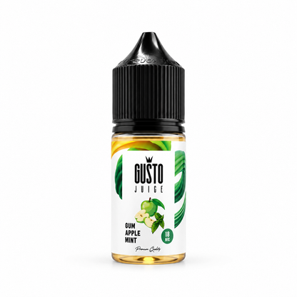 Gusto Juice Apple Mint GUM e-liquid bottle for MTL vaping, 30ml with apple and mint flavor profile.