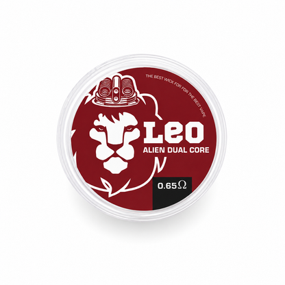 Pair of LEO ALIEN DUAL CORE MTL coils, 0.65Ω, from LEO COILS AND COTTON, designed for vaping devices.