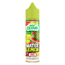 Bottle of MY CLOUD Water Lemon Ice MTL e-liquid with lemon flavor and icy menthol in clear packaging.