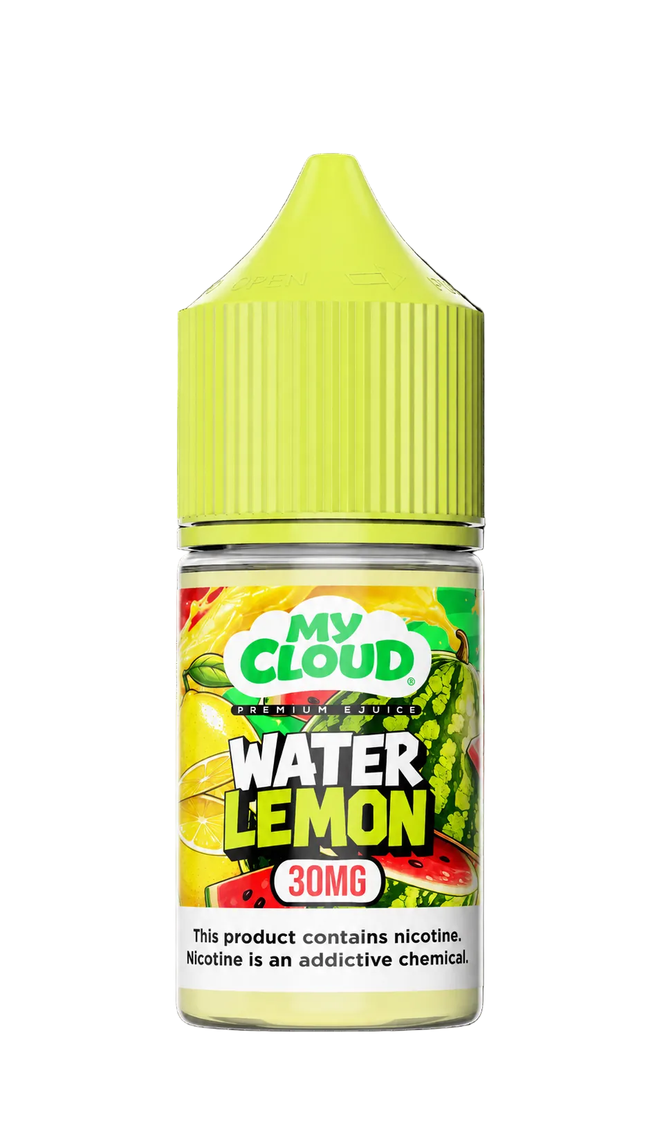 MY CLOUD Water Lemon Ice Salt E-Liquid in 30ml bottle, featuring a refreshing lemon and cool ice flavor for vaping.