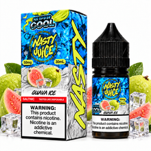 Nasty Juice Super Cool Guava Ice salt e-liquid bottle featuring a vibrant label with guava and icy flavor imagery.