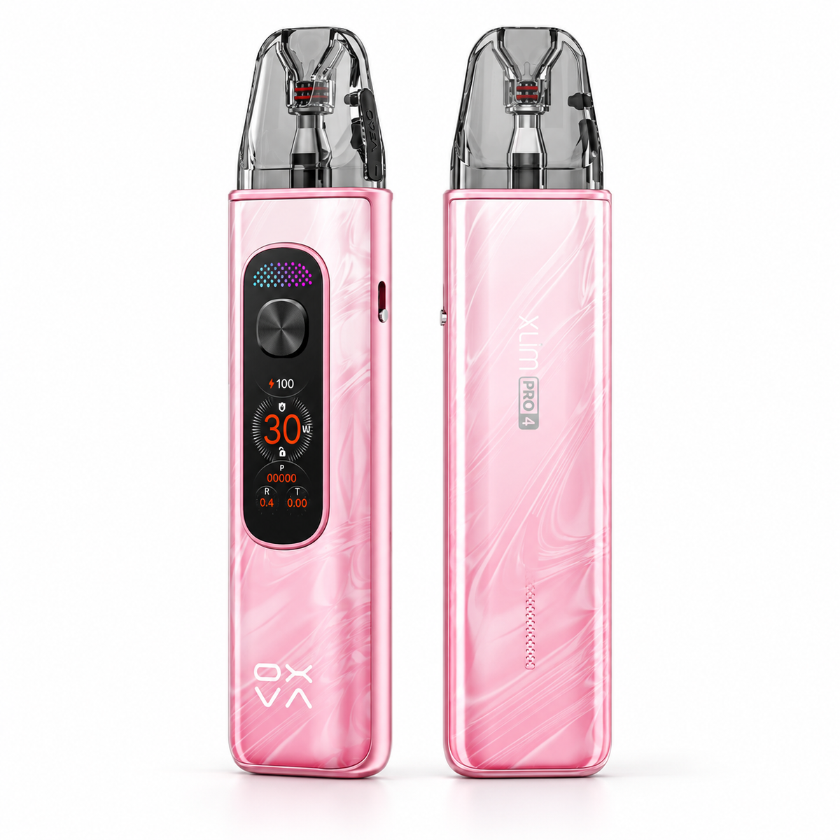 OXVA XLIM PRO 4 pod system in flowing rose pink from the OXVA XLIM SERIES, featuring a sleek compact design and modern appearance.