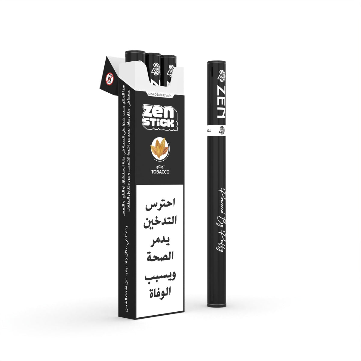 ZEN STICK Tobacco disposable, pack of 3, shown with its black and white carton.