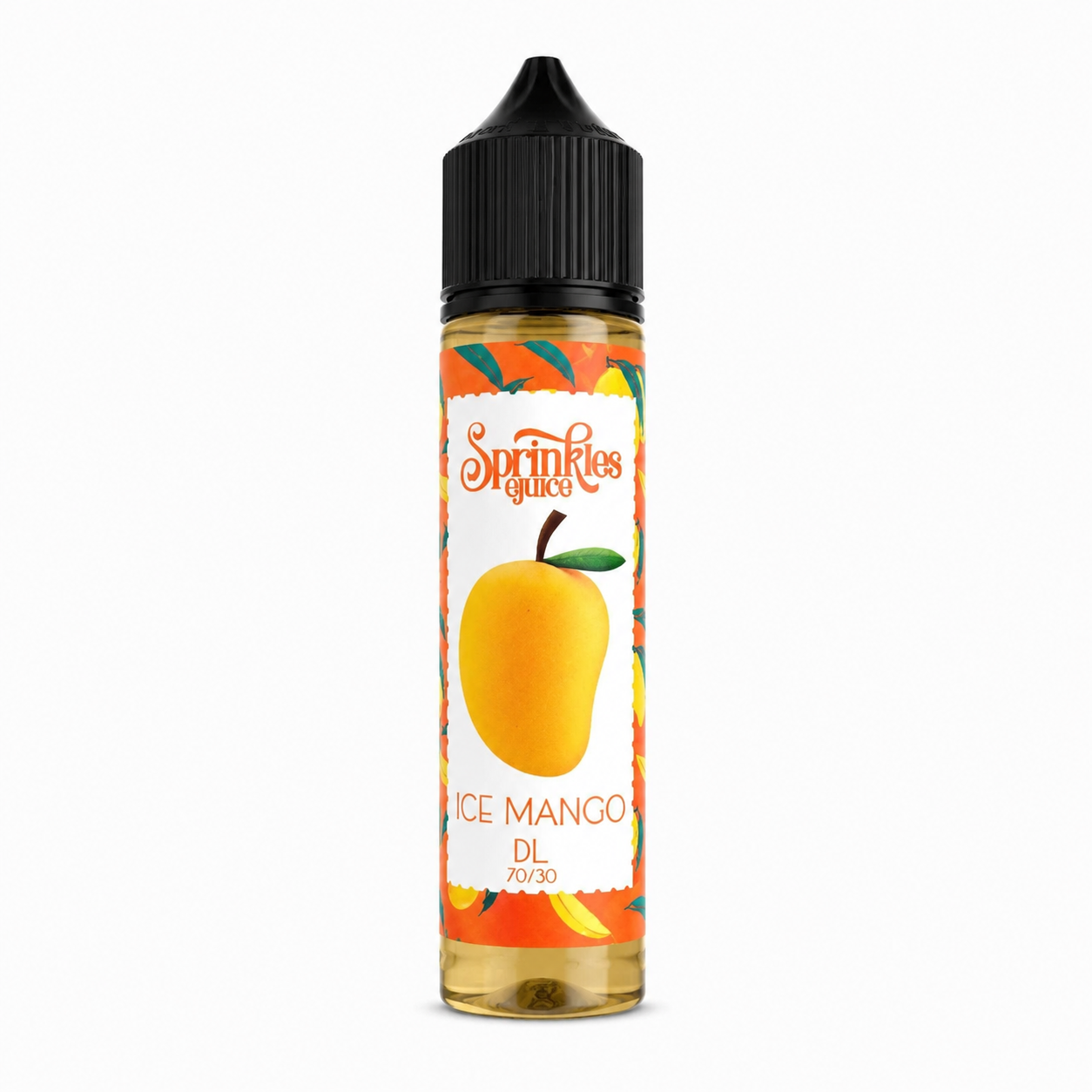 Sprinkles Ice Mango e-liquid bottle with colorful label, 60ml size, featuring mango and icy flavor elements.