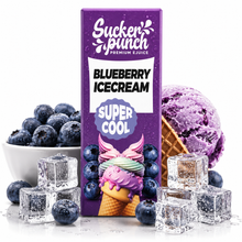 Sucker Punch Blueberry Ice Cream Super Cool salt e-liquid bottle with blueberry and ice cream flavor branding