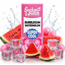 Sucker Punch Bubblegum Watermelon Super Cool Salt e-liquid bottle from Sucker Punch E-Juice with colorful label design