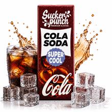 Sucker Punch Cola Soda Super Cool salt e-liquid bottle by Sucker Punch E-Juice with colorful label featuring cola and soda imagery