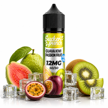 Sucker Punch Guava Kiwi Passion Fruit E-Liquid 60ml bottle from Sucker Punch E-Juice, featuring colorful label and flavor details