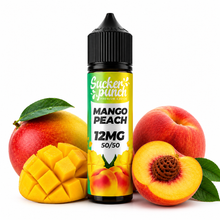 Sucker Punch Mango Peach 60ml e-liquid bottle from Sucker Punch E-Juice, with a colorful label and vibrant fruit imagery.