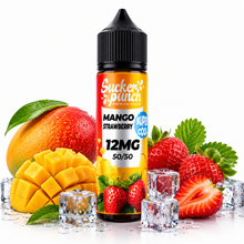 Sucker Punch Mango Strawberry Super Cool 60ml e-liquid bottle from Sucker Punch E-Juice with vibrant label design.