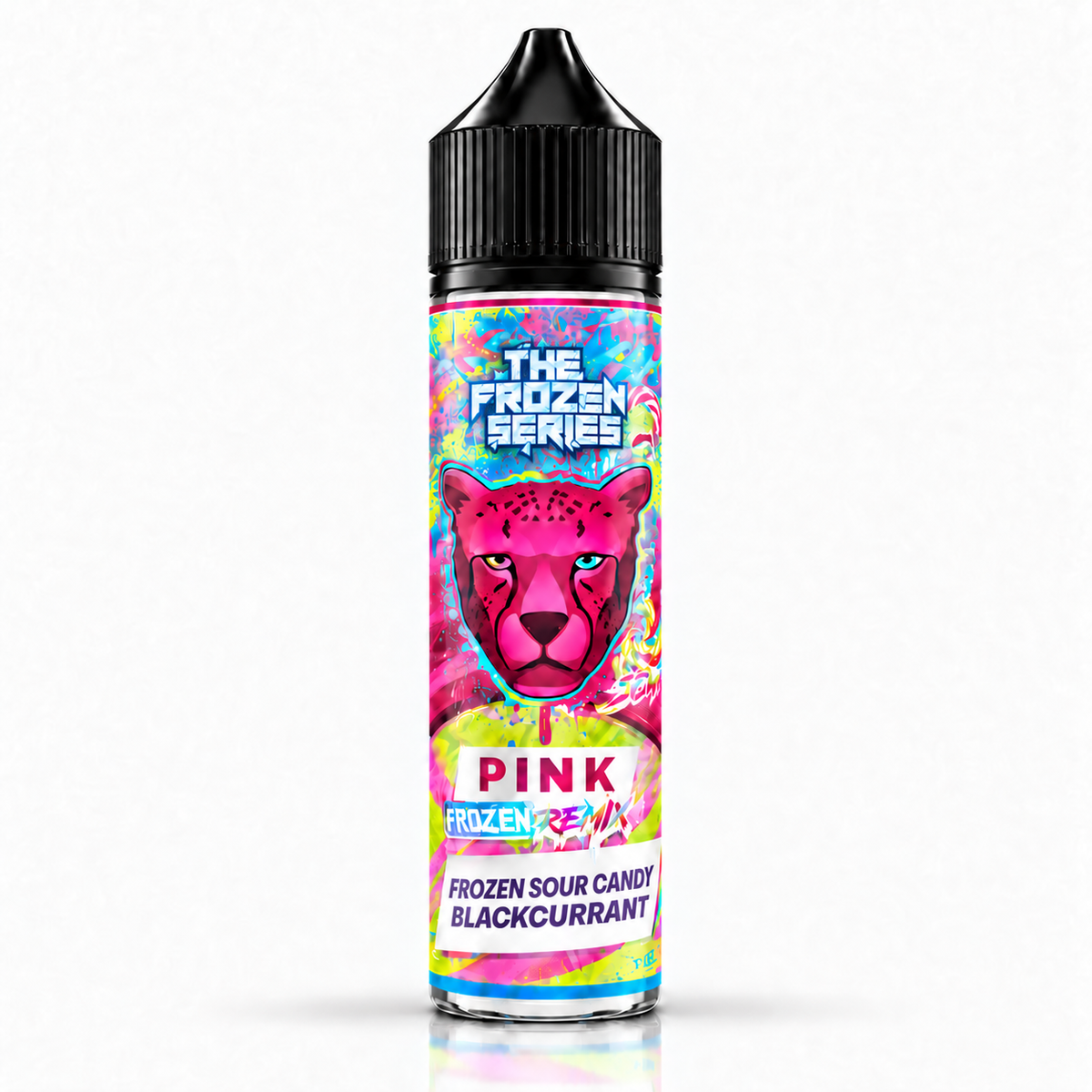 The Frozen Series Pink Frozen Remix 60ml e-liquid bottle with pink and blue label, featuring icy design and branding.