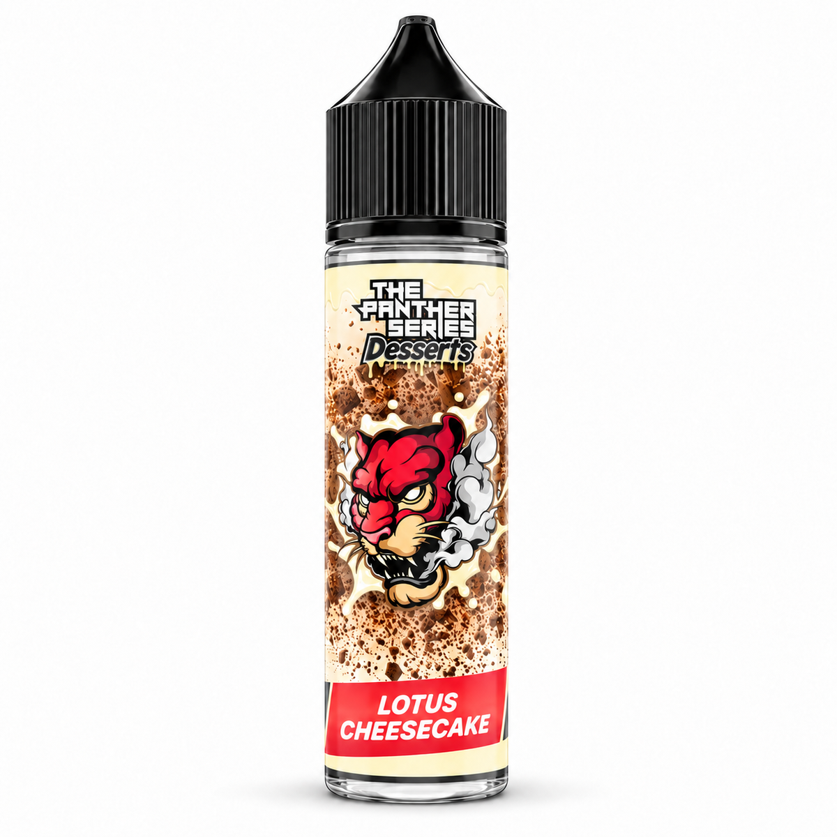 THE PANTHER SERIES Lotus Cheesecake E-Liquid 60ml bottle, featuring dessert-inspired flavor with creamy cheesecake and lotus notes.