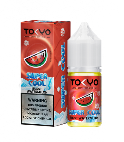 Tokyo Iced Blueberry Watermelon vape juice bottle and packaging on a white background