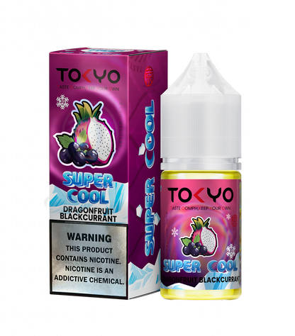 TOKYO E-JUICE Super Cool Dragon Fruit Black Currant 30ml salt e-liquid bottle with vibrant label design.