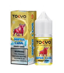 TOKYO E-JUICE Super Cool Energy Drink 30ml salt e-liquid bottle with vibrant label design and sleek packaging.