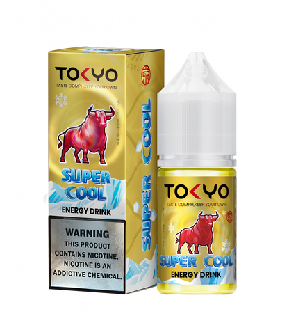 TOKYO E-JUICE Super Cool Energy Drink 30ml salt e-liquid bottle with vibrant label design and sleek packaging.